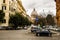 Small Fiat car on the streets of Rome near San Pietro in the Vatican