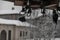 Small figures hang from the ceiling. Abandoned gazebo.