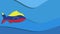 A small fish in the color of the flag of Venezuela falls into the mouth of a huge predatory fish. concept of international conflic