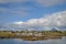 Small fishermen village on island in Helgeland archipelago in the Norwegian sea