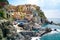 The small fishermen village of Manarola is one of the five towns of the Cinque Terre in Liguria, Italy.