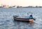 Small fishing boat in the Aegean Sea, Thessaloniki Greece.