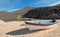 Small fishing boat / ponga at Punta Lobos beach on the coast of Baja California Mexico