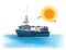 Small Fishing Boat Vector Illustration
