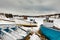 Small fishing boats beached for winter NL Canada