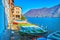 The small fishing boats in Gandria, Ticino, Switzerland