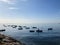 Small fishing boats view fisherman preparing his boat