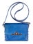 Small flat blue leather ladies bag