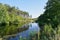 Small flat river in the middle of the forest