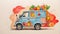 Small food delivery truck, providing copy space for various design applications. Ideal for transportation, logistics, and delivery