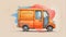 Small food delivery truck, providing copy space for various design applications. Ideal for transportation, logistics, and delivery