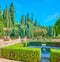 The small fountain in Generalife garden, Alhambra, Granada, Spain