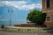 Small fountain at the shores of Lake Garda in Limone Sul Garda, Italy