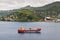 Small freighter at anchorage island of Grenada