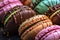 Small French pastries. Sweet and colorful French Macarons Cakes