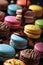 Small French pastries. Sweet and colorful French Macarons Cakes