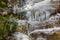 Small frozen water falls in winter time in rural Ohio