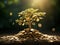 small fruit tree gold coin ai generative saving and investment concept