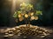 small fruit tree gold coin ai generative saving and investment concept
