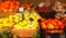 A small fruits booth in the market of Obidos