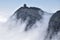 A small gazebo on the top of the majestic cliff of Emai Mountains in Sichuan province in China