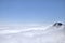 A small gazebo on the top of the majestic cliff of Emai Mountains in Sichuan province in China.