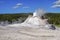 Small geyser erupting in the Old Faithful geyser area in the Yellowstone National Park, Wyoming, USA. Geothermal