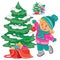 Small girl decorating the Christmas tree