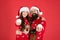 Small girl and santa dad. christmas together. happy family playing snowballs in winter. That is just amazing. father and