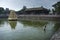 Small gopuram at the middle of temple pond inside Athi varathar temple kanchipuram tamilnadu india