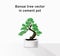 Small green bonsai tree vector on a gray cement pot on the table, beautiful tiny tree illustration