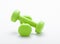 Small green dumbbells, isolated in white