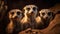 Small group of cute young animals in a row staring generated by AI