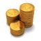 Small group of gold chinese yuan coins on white