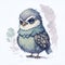 Small Grumpy Bird with Large Blue Eyes Illustration Generative AI