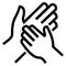 Small hand icon clapping a bigger hand