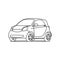 Small hatchback compact car line icon