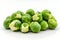 Small heap of brussels sprouts on white background