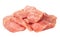 Small heap pieces of raw pork meat isolated on white