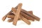 Small heap of sandalwood sticks isolated on white background. Chandan or sandalwood