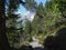 Small hiking path trough swiss Alps near Oeschinensee in Kandersteg