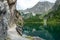 Small hiking trail between gorgeous lake and mountains, Salzburg, Austria