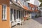 Small historic houses at the old town of Aalborg, Denmark