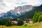 Small hotels by the road in Dolomites