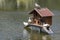 Small house built into the lake for ducks