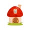 Small house made from mushroom, fairytale fantasy house for gnome, dwarf or elf vector Illustration on a white