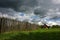 Small house and the storm sky