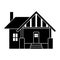 Small house vector icon pictogram. Flat style black and white simple design home silhouette on white background.