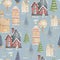 Small houses christmas village holidays new year winter trees