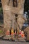 Small idols of Goddess Lakshmi and a Banyan tree, situated outside the Shri Panchalinga Prasanna Temple, located at Junnar, near P